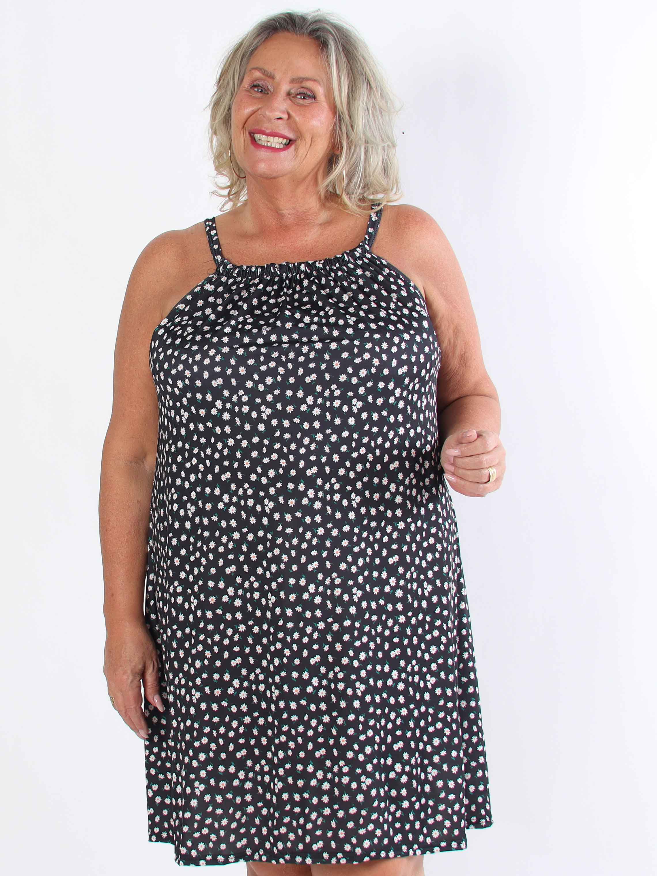 SunLove Small Flower - Elastisk plus size kjole med blomsterprint